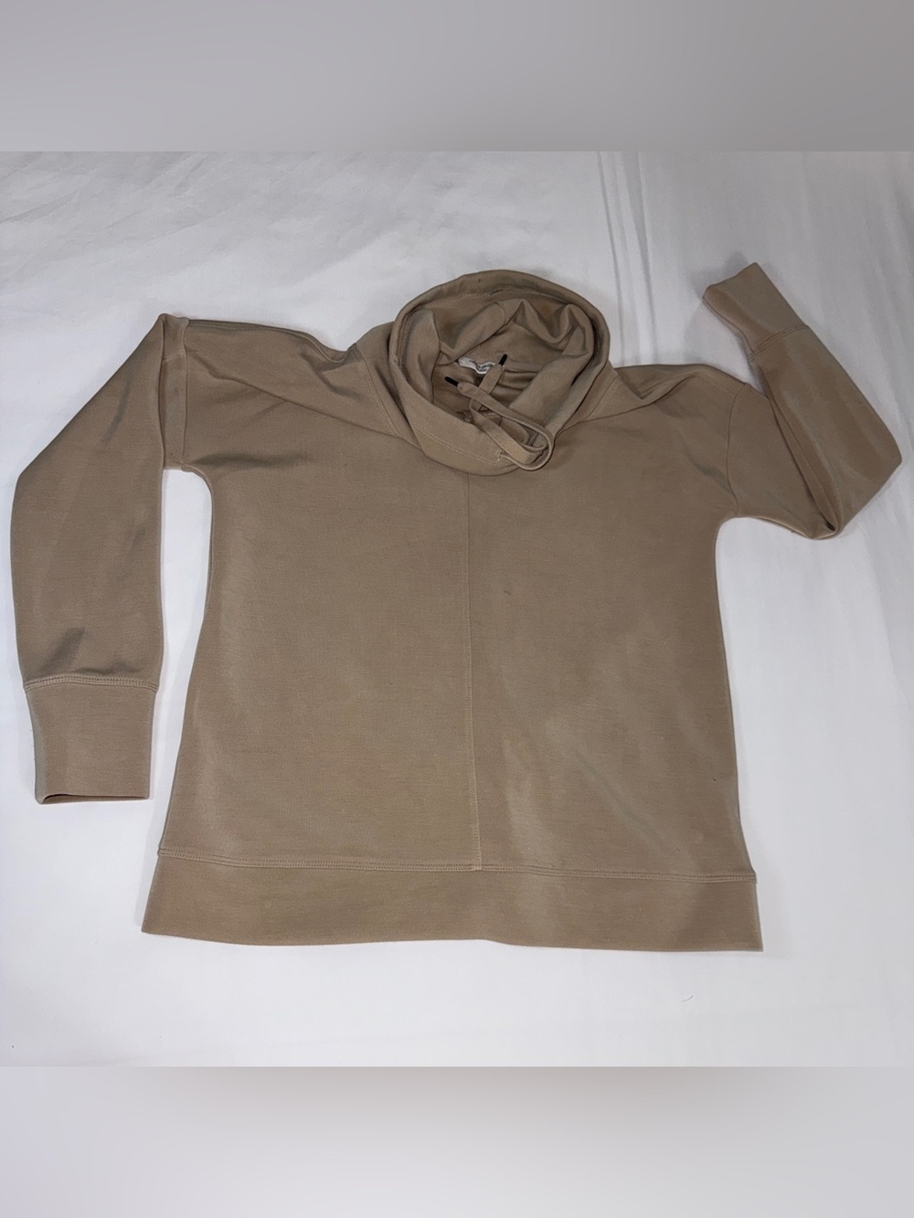 Cable & Gauge Studio Womens S Taupe Cowl Neck Sweatshirt Pullover Drawstring